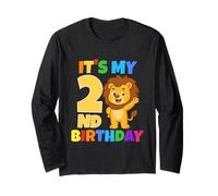 C'est Mon 2ème Anniversaire Lion Safari Jungle Party Age 2 Manche Longue
