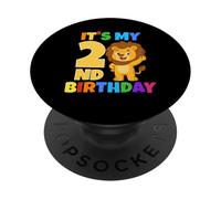 C'est Mon 2ème Anniversaire Lion Safari Jungle Party Age 2 PopSockets PopGrip Adhésif
