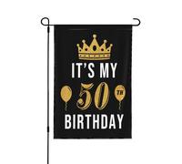 C'Est Mon 50E Anniversaire En 2018 Drapeaux De Jardin Avec Œillets Drapeaux Double Face Drapeau De Cour Pour Événement Plage Extérieure 30X45cm