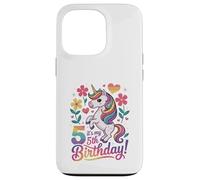 C'est Mon 5e Anniversaire, Unicorn Flowers Coque pour iPhone 13 Pro
