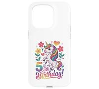 C'est Mon 5e Anniversaire, Unicorn Flowers Coque pour iPhone 15 Pro
