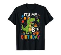 C'est mon 8e anniversaire dinosaure fête amusante pour fille et garçon T-Shirt