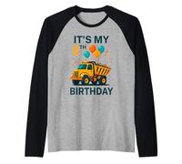 C'est mon 8e anniversaire, un camion à benne basculante, un anniversaire drôle pour enfants et garçons Manche Raglan