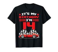 C'est mon anniversaire, j'ai 14 ans, course automobile, anniversaire, garçons et enfants T-Shirt