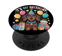 C'est mon anniversaire teckel, anniversaire drôle de chien teckel PopSockets PopGrip Adhésif