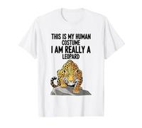 C'est Mon Costume Humain, Je suis Vraiment Un léopard T-Shirt Graphique avec Valeur, Homme, Blanc, XL