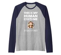 C'est mon costume humain Je suis vraiment un singe pour Halloween Manche Raglan