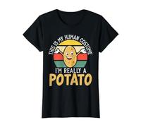 C'est Mon Costume Humain Je suis Vraiment Une Pomme de Terre végétarienne T-Shirt Graphique avec Valeur, Femme, Noir, XL