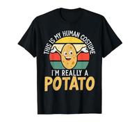 C'est Mon Costume Humain Je suis Vraiment Une Pomme de Terre végétarienne T-Shirt Graphique avec Valeur, Homme, Noir, L