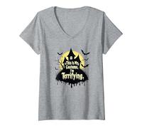 C'est Mon Costume. Je suis terrifiante. Halloween Effrayant T-Shirt avec Col en V, Femme, Gris Chiné, L