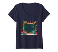 C'est Mon époque de 3e année : Une Aventure Scolaire fantaisiste T-Shirt avec Col en V, Femme, Bleu Marine, XXL