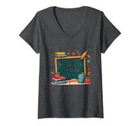 C'est Mon époque de 3e année : Une Aventure Scolaire fantaisiste T-Shirt avec Col en V, Femme, Chiné Foncé, L