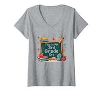 C'est Mon époque de 3e année : Une Aventure Scolaire fantaisiste T-Shirt avec Col en V, Femme, Gris Chiné, XXL