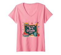 C'est Mon époque de 3e année : Une Aventure Scolaire fantaisiste T-Shirt avec Col en V, Femme, Rose, XXL