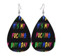 C'est mon putain d'anniversaire ! Boucles d'oreilles en cuir, accessoire de mode, parfaites pour les fêtes, les vacances et le quotidien.