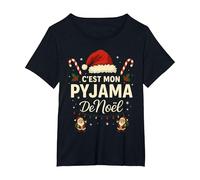 C'est Mon Pyjama de Noël - Humour Noël Famille T-Shirt, Femme Grandes Tailles, Noir, 1X