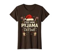 C'est Mon Pyjama de Noël - Humour Noël Famille T-Shirt, Femme, Marron, L