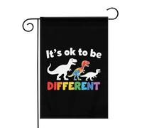 C'est normal d'être différent : Sensibilisation à l'autisme et aux dinosaures Drapeaux de jardin (12,5 x 18 pouces) - Bannière aux couleurs éclatantes pour décoration extérieure de jardin et de maiso