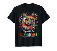 C'est OK d'être différent Cool Sensibilisation à l'Autisme Chat Mignon T-Shirt Graphique avec Valeur