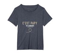 C'est Papy Qui Commande Quand Mamie n'est Pas la T-Shirt, Femme Grandes Tailles, Bleu Chiné, 1X