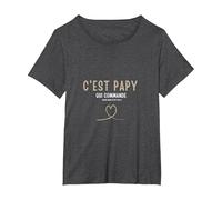 C'est Papy Qui Commande Quand Mamie n'est Pas la T-Shirt, Femme Grandes Tailles, Chiné Foncé, 6X