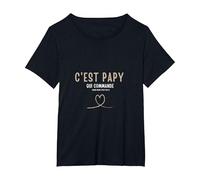 C'est Papy Qui Commande Quand Mamie n'est Pas la T-Shirt, Femme Grandes Tailles, Noir, 1X
