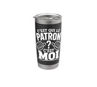 C'est Qui Le Patron? C'est Moi ! Humour Chef Boss Patron Gobelet isotherme en acier inoxydable double paroi