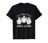 C'est une belle journée pour sauver des vies Halloween Nurse Ghost T-Shirt