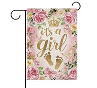 C'Est Une Fille ! Rose Rose - Révélation Du Sexe Du Bébé Garden Flag Décoratif Bannière Résistant Aux Intempéries Drapeaux Pour Cour Mur Bar 30X45Cm