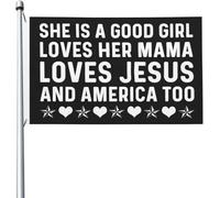 C'Est Une Gentille Fille, Elle Aime Sa Maman, Elle Aime Jésus Et L'Amérique Aussi. Drapeau De Cour Avec Œillets Drapeaux Résistant Aux Intempéries Bannière Cour 90X150Cm Pour Porte Plage