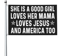C'Est Une Gentille Fille, Elle Aime Sa Maman, Elle Aime Jésus Et L'Amérique Aussi. Drapeau De Jardin Avec Œillets Drapeau De Cour Résistant Aux Intempéries Bannières 90X150Cm