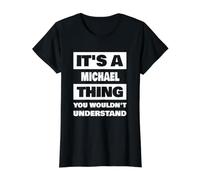 C'est Une Histoire de Michael Qui Dit Le nom de Michael de façon Amusante T-Shirt Graphique avec Valeur, Femme, Noir, XS