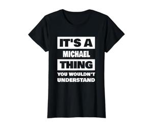 C'est Une Histoire de Michael Qui Dit Le nom de Michael de façon Amusante T-Shirt Graphique avec Valeur, Femme, Noir, XS
