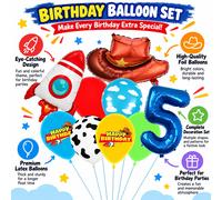 C'est une histoire inspirée des jouets : Ensemble de ballons vache, nuage, bleu, rouge, jaune, vert pour décorations de fête d'anniversaire ou de baby shower sur le thème des dessins animés. A3