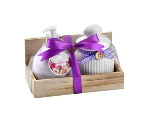 Cesta De Baño Natural Bandeja Madera Frasco Cerámica