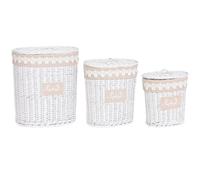 CESTA ROPA SET 3 MIMBRE TELA 49X36X55 CON TAPA