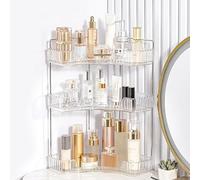 CESTATIVO Organiseur d'angle de salle de bain, plateau de courtoisie pour salle de bain, soins de la peau, maquillage, étagère de cosmétiques, articles de toilette, lotions, parfums (3 niveaux