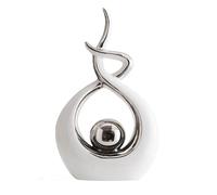 CESTATIVO Statue en Céramique, Sculpture Moderne, Décoration d'art Abstrait, Décoration de Table pour Salon, Chambre à Coucher, Salle à Manger, Bureau (Blanc et Argent, Petit)