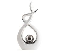 CESTATIVO Statue en Céramique, Sculpture Moderne, Décoration d'art Abstrait, Décoration de Table pour Salon, Chambre à Coucher, Salle à Manger, Bureau (Blanc et Argent, Grand)