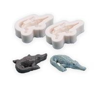 Cestony Lot de 2 moules en silicone 3D en forme de crocodiles pour décoration de gâteaux, fondants, biscuits, savons, sucre, pudding, chocolat, bonbons, dessert, bougie