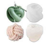 Cestony Lot de 2 moules en silicone en forme de nœud en laine 3D et nœud magique pour la fabrication de bougies, piliers en résine, aromathérapie, bougies, cire, savon, fleur, spécimen d'argile