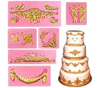 Cestony Moules à Pâtisserie Baroques en Silicone pour Décoration Gateau Anniversaire - Motif : Curlicues et Bordure en Dentelle