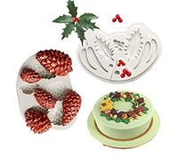 Cestony Moules en silicone en forme de feuille de houx et pommes de pin pour décoration de gâteaux, fondants, biscuits, pudding, chocolat, bonbons durs, desserts