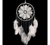 Cestor carillon à vent,plumes à la main éthique bohème attrape-rêves tenture murale décoration de la maison ornement Festival de mariage artisanat cadeau,Blanc