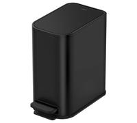 Cesun Black Bathroom Trash Can, 1.3 Gallon Small Garbage Can with Lid, Metal Slim Trash Bin with Foot Pedal, Waste Basket for Bathroom, Bedroom, Office, Matte Black, 5 Liters