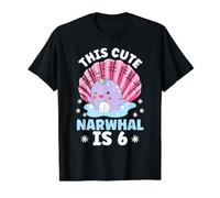 Cet Adorable narval est Six Licorne de la mer Happy Birthday T-Shirt Graphique avec Valeur