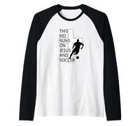 Cet Enfant Court sur Le Football Jésus Christian Faith Manche Raglan