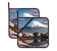 Cet ensemble de 2 tapis résistants à la chaleur à motif Mt. Fuji au début du printemps est parfait pour la pâtisserie, les grillades et la cuisine quotidienne.