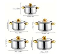 Cet ensemble de 5 pièces en acier inoxydable comprend une marmite multifonction avec couvercle, idéale for mijoter et cuisiner