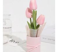 Cet ensemble de bouquets de tulipes artificielles comprend un seau en plastique, du papier d'emballage et 3 tulipes. C'est un nouveau mini-seau à tulipes, une petite boîte à fleurs, parfait comme cade